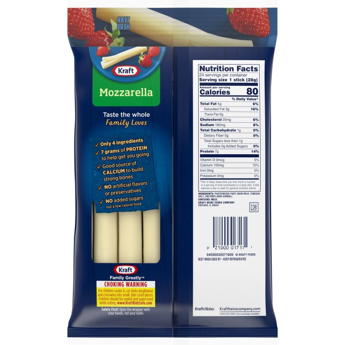 Low fat mozzarella string cheese nutrition facts