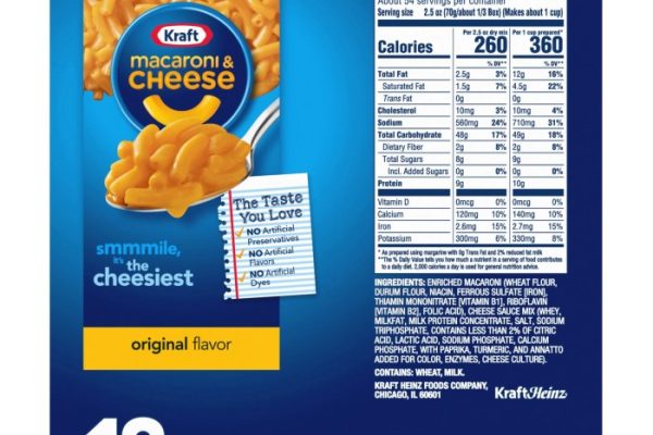 Kraft mac and cheese cup nutrition