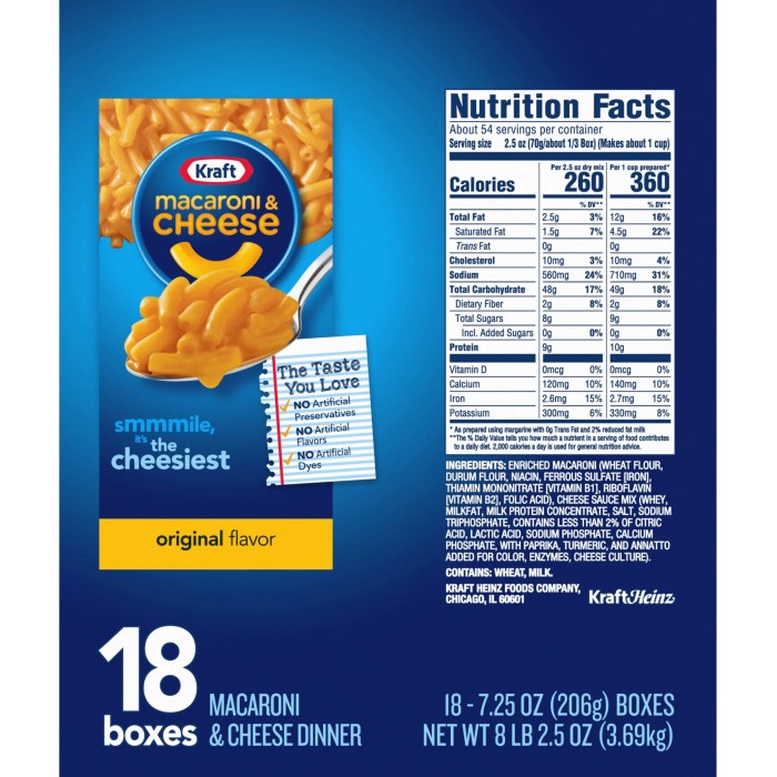 Kraft mac and cheese cup nutrition