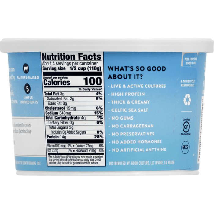 Good culture cottage cheese nutrition label