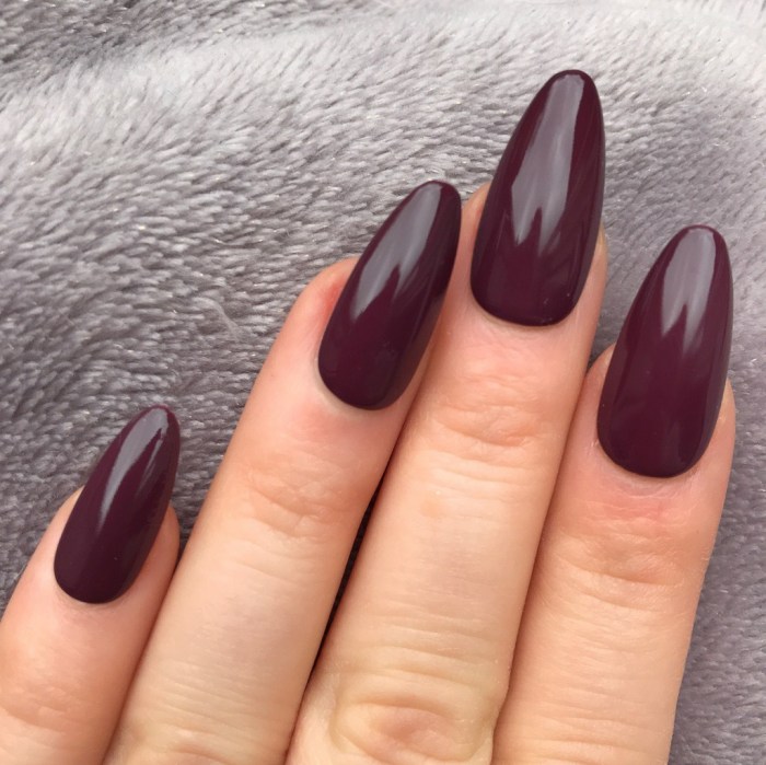 Deep burgundy nail polish