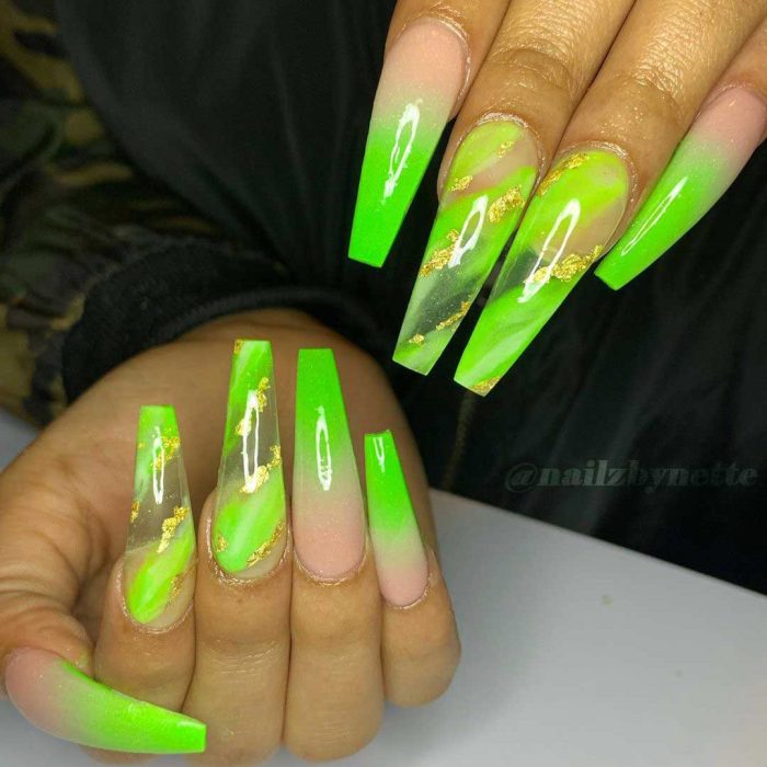 Bright green nail polish