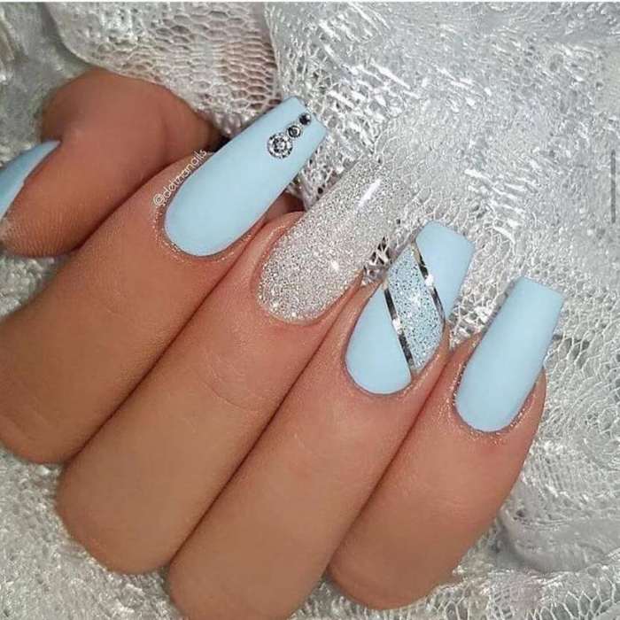 Icy blue nail polish