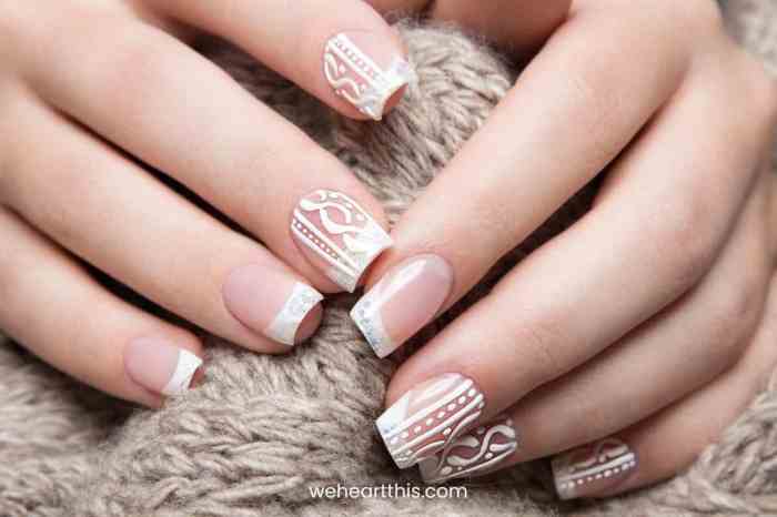 White nail polish with design